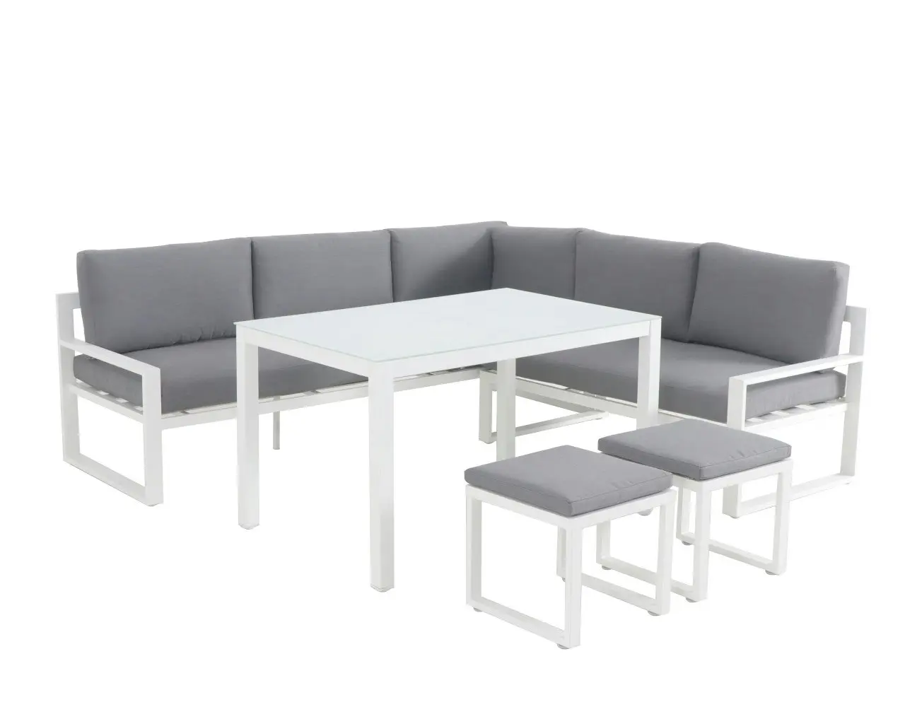 Patmos 5 Piece Low Dining Setting (White)