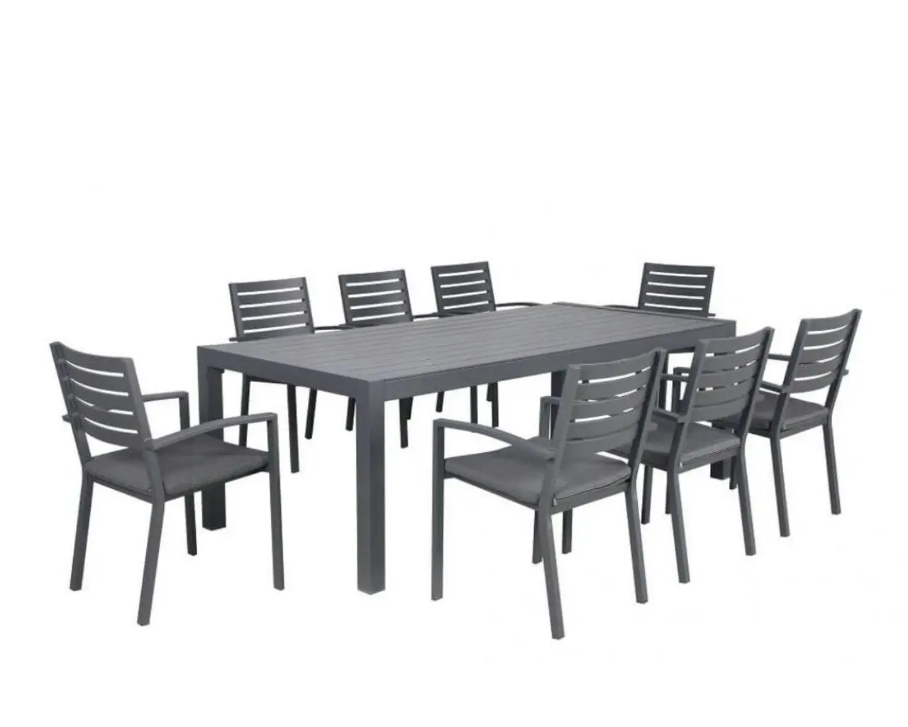 Boston-Jette 9 Piece Slatted Dining (Gunmetal Grey)