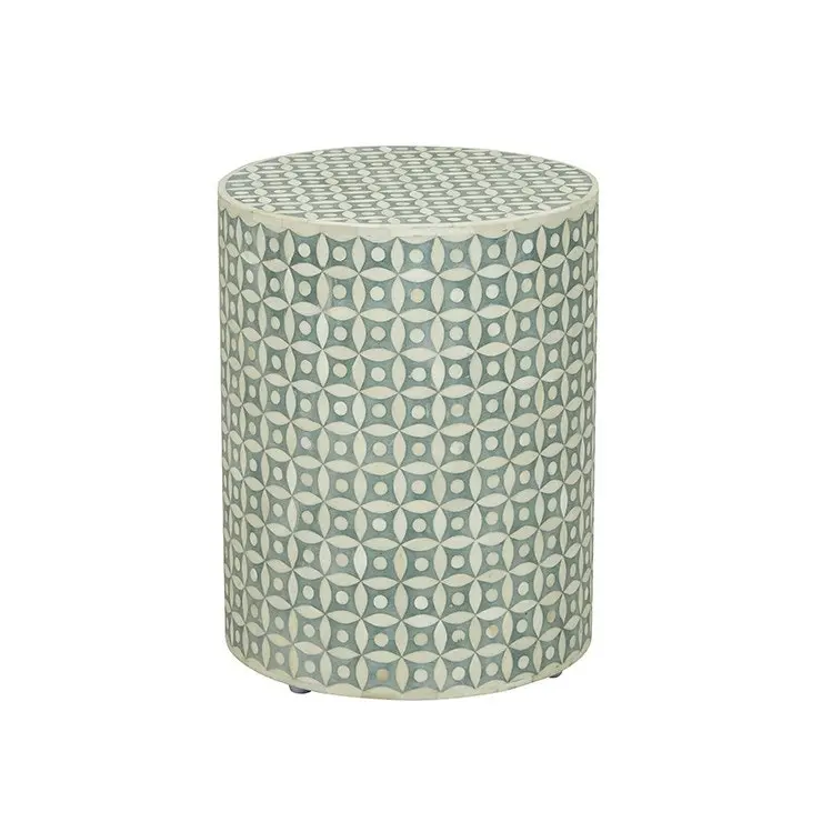 Zohi Interiors Pali Bone Inlay Eye Side Table in Green