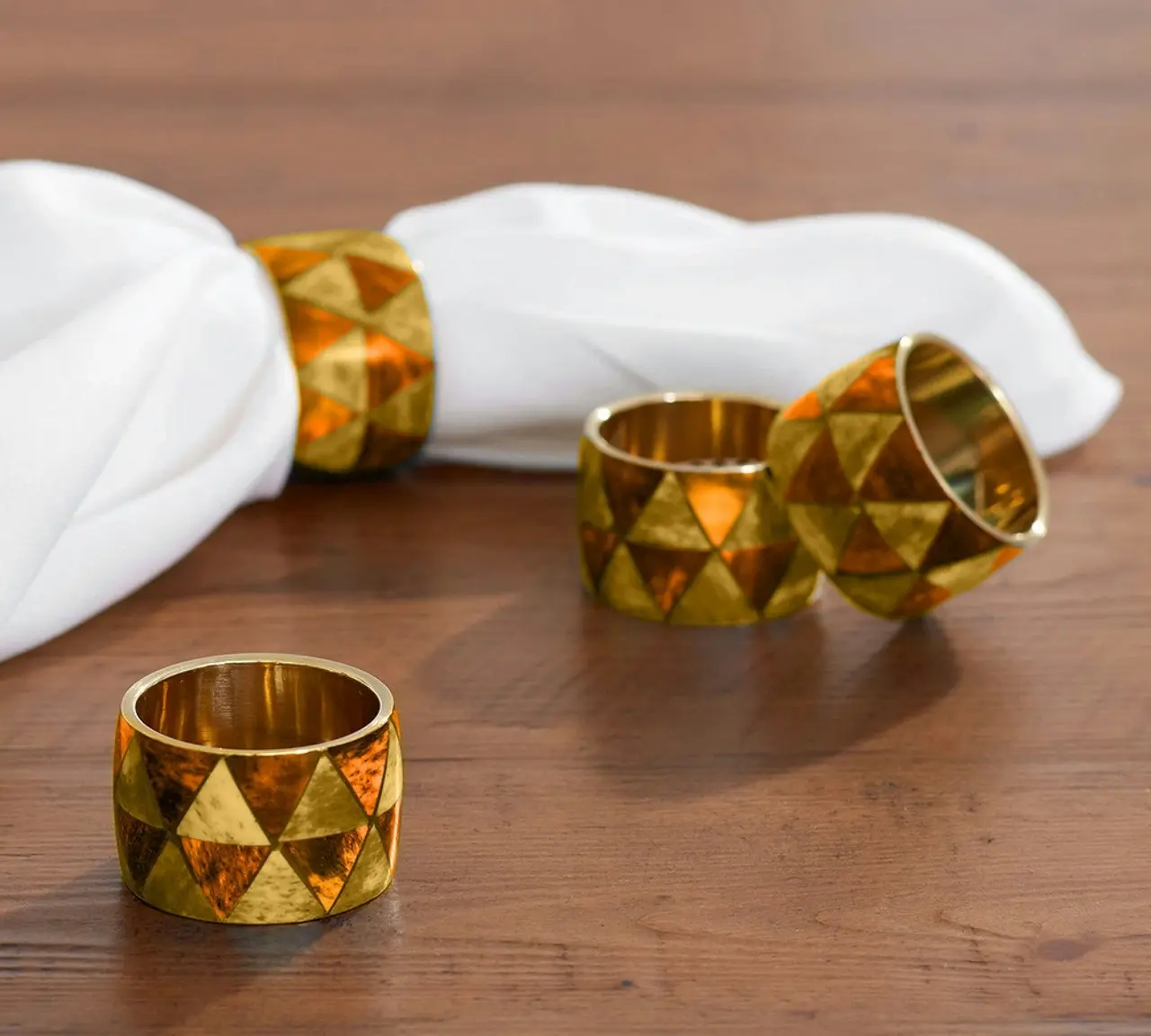 Zohi Interiors Bone Inlay Napkin Ring in Ochre