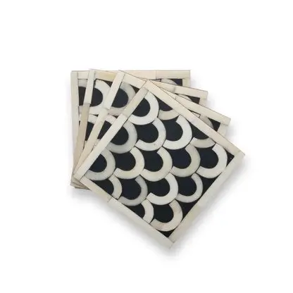 mahlia interiors Manhattan Bone Inlay Coasters in Black