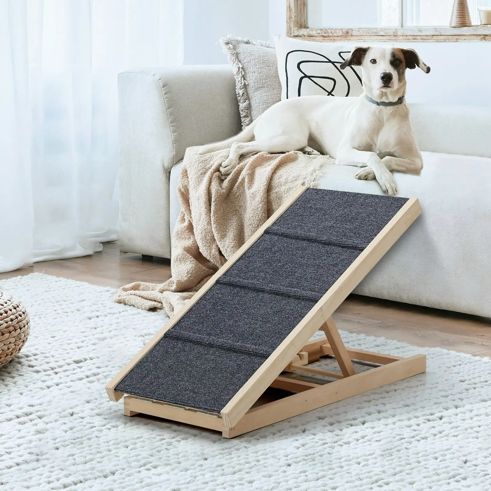 Alopet Dog Pet Ramp Adjustable Height Stairs Bed Sofa Car Foldable 70cm