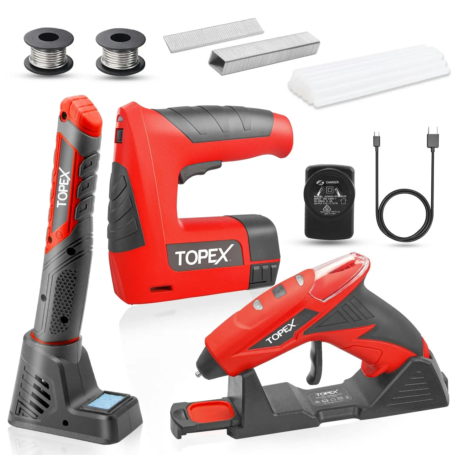 Topex 4V cordless Soldering Iron Glue Gun Nail gun w/ Charger