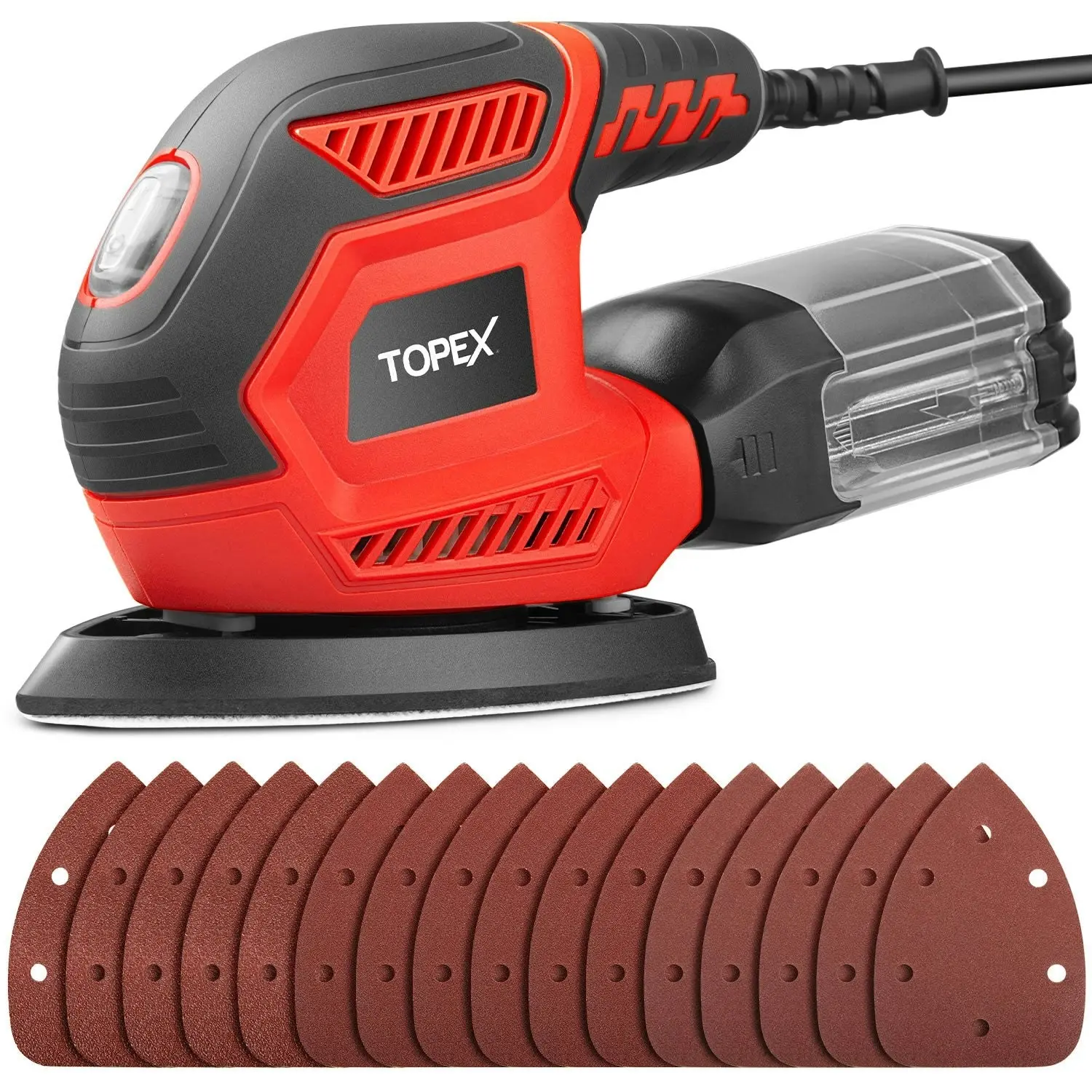 Topex 200w Electric Detail Sander with Sandpaper Polisher&Dust Box Small Triangular Palm Sander