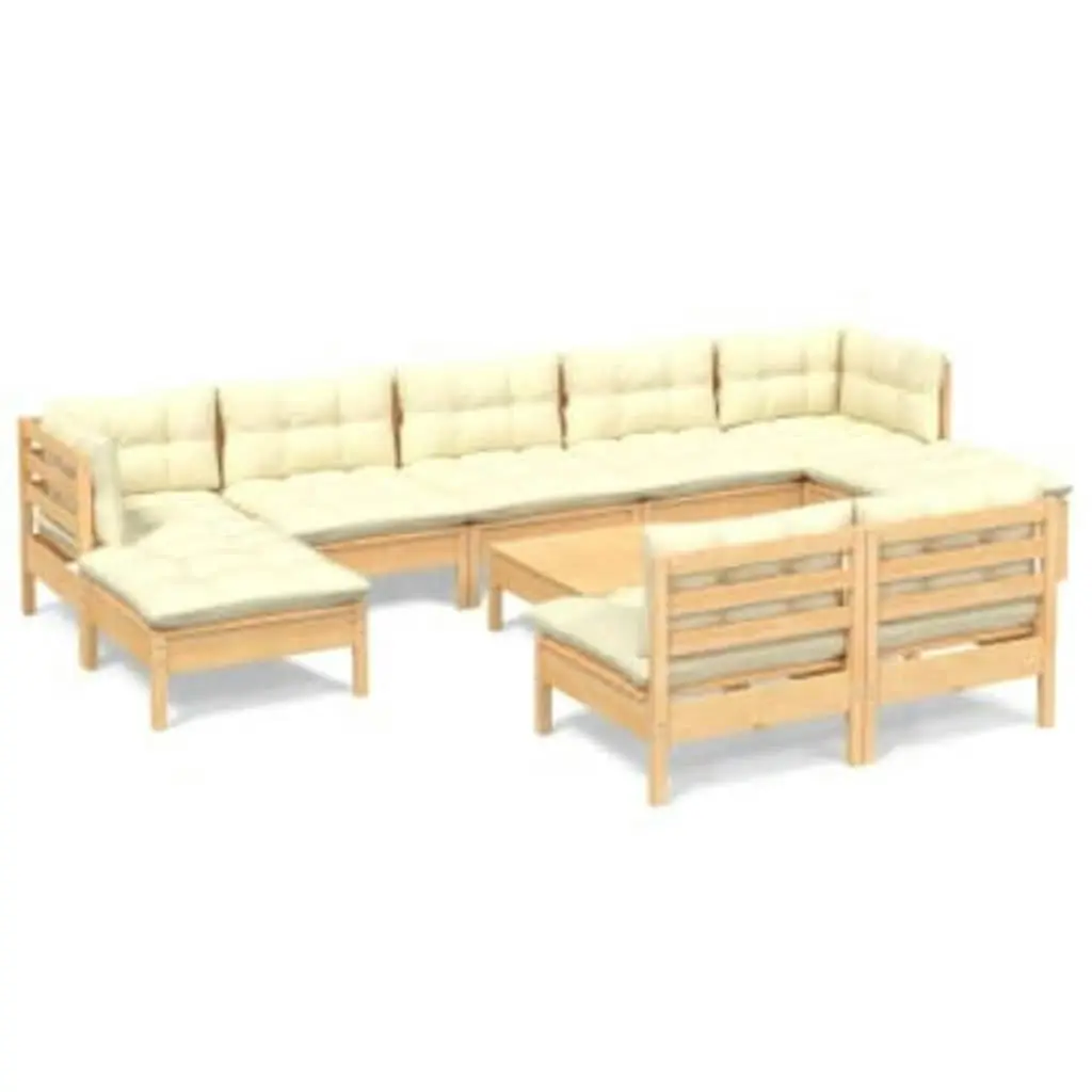 10 Piece Garden Lounge Set with Cream Cushions Pinewood 3097109