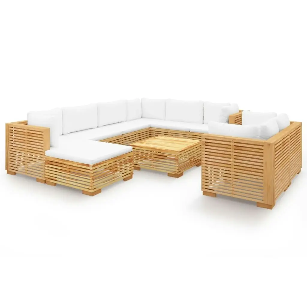 10 Piece Garden Lounge Set with Cushions Solid Teak Wood 3100881