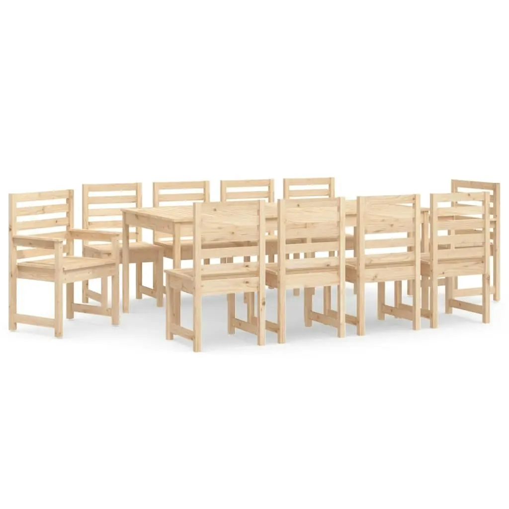 11 Piece Garden Dining Set Solid Wood Pine 3154719