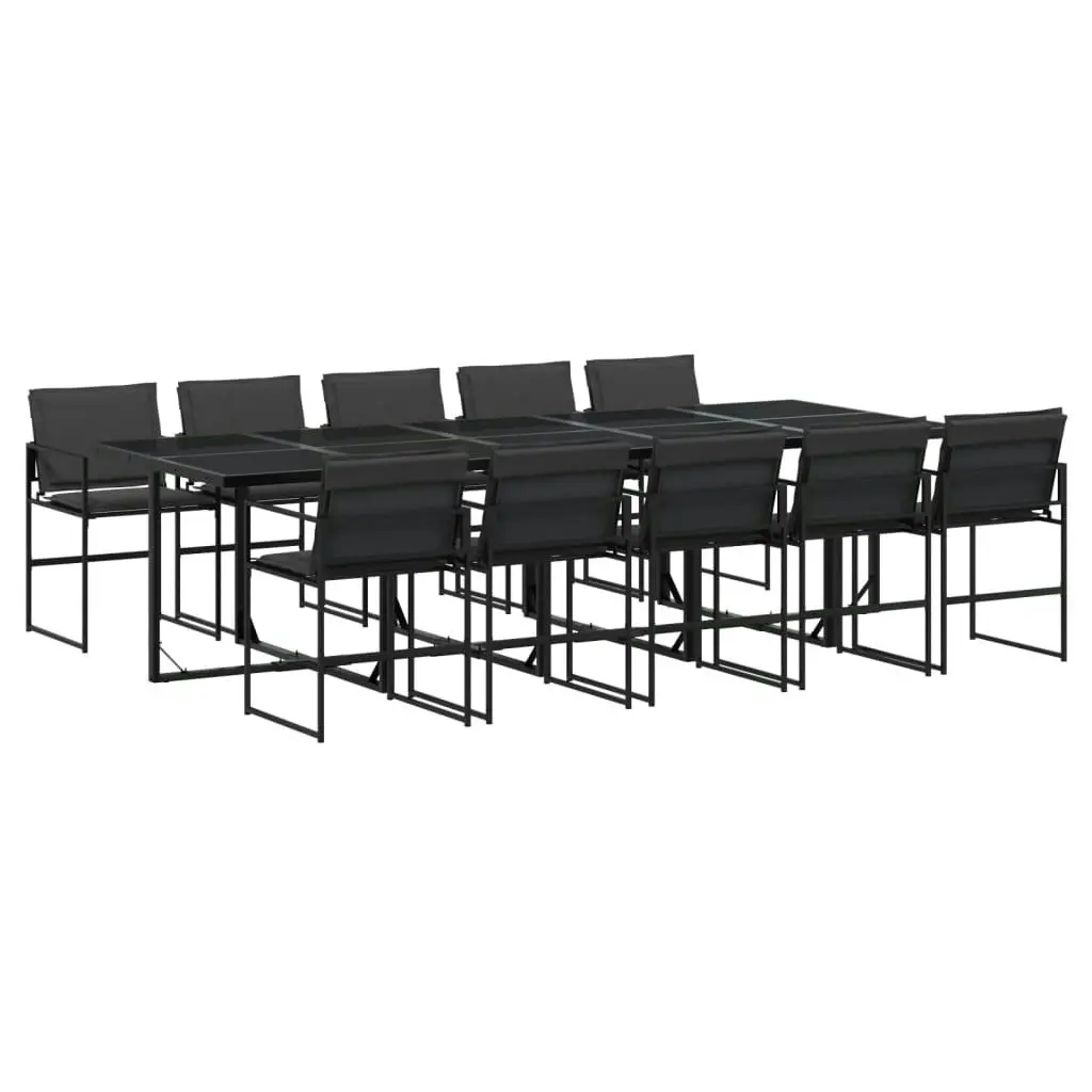 11 Piece Garden Dining Set with Cushions Black Textilene 3295076