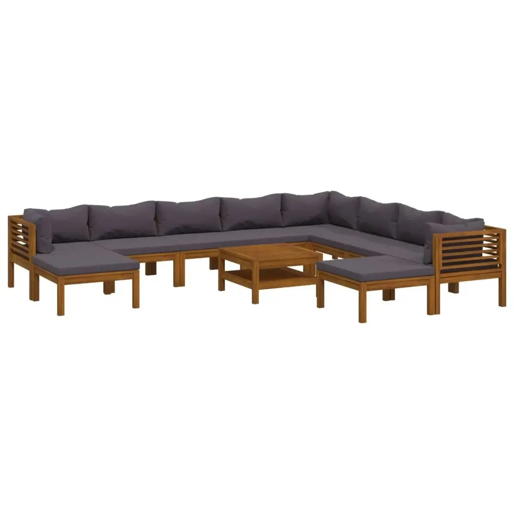 11 Piece Garden Lounge Set with Cushion Solid Acacia Wood 3086910