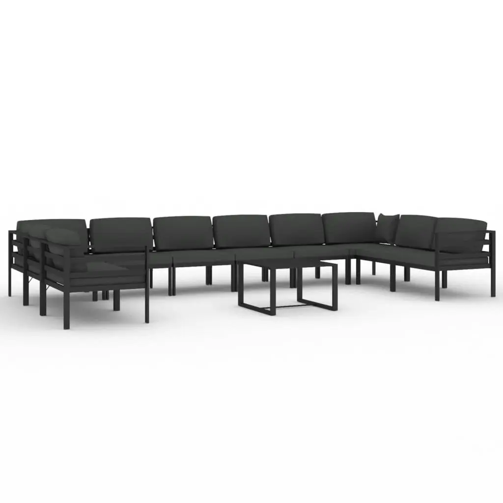 11 Piece Garden Lounge Set with Cushions Aluminium Anthracite 3107817