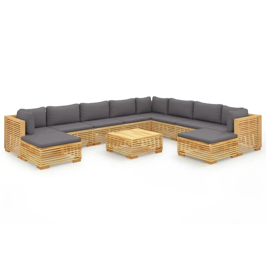 11 Piece Garden Lounge Set with Cushions Solid Teak Wood 3100884