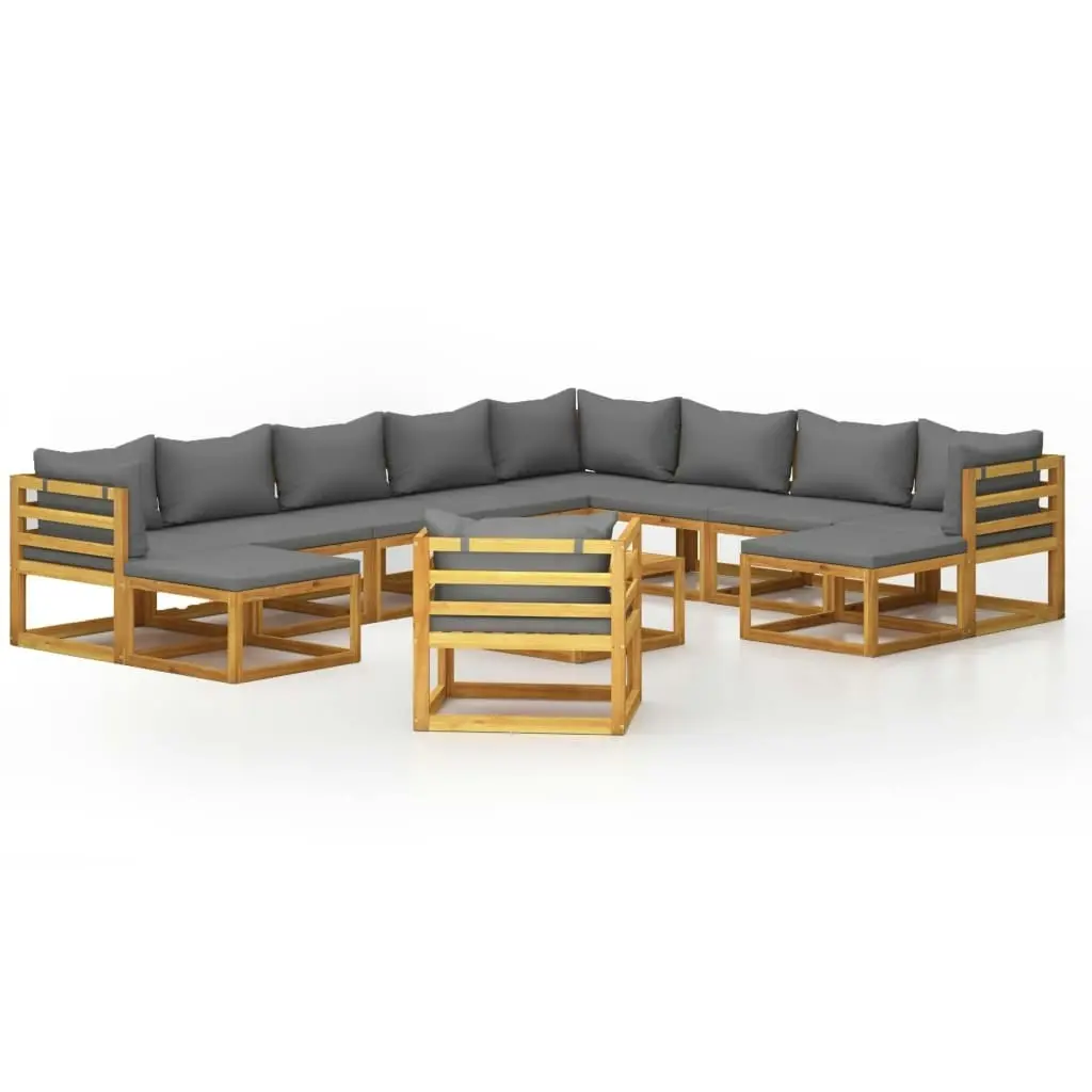 12 Piece Garden Lounge Set with Cushion Solid Acacia Wood 3057618