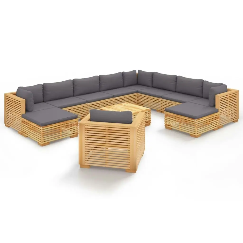 12 Piece Garden Lounge Set with Cushions Solid Teak Wood 3100886