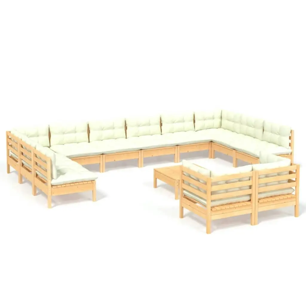 13 Piece Garden Lounge Set with Cream Cushions Pinewood 3097277