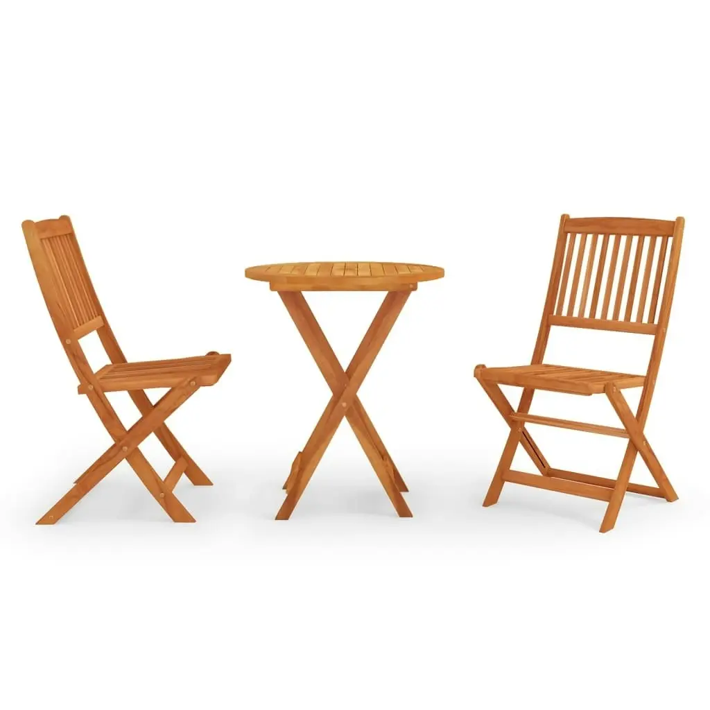 3 Piece Folding Outdoor Dining Set Solid Eucalyptus Wood 3087160