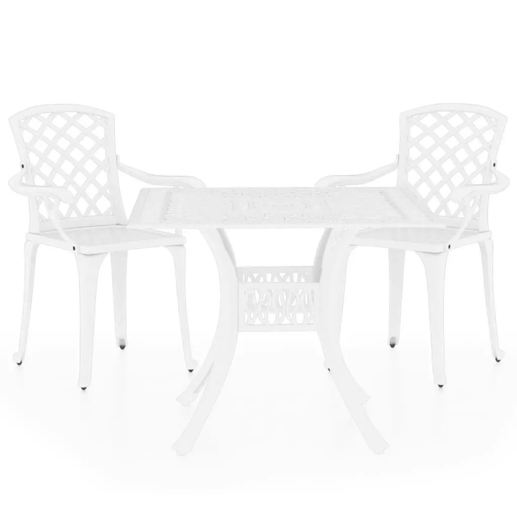 3 Piece Bistro Set Cast Aluminium White 3070588