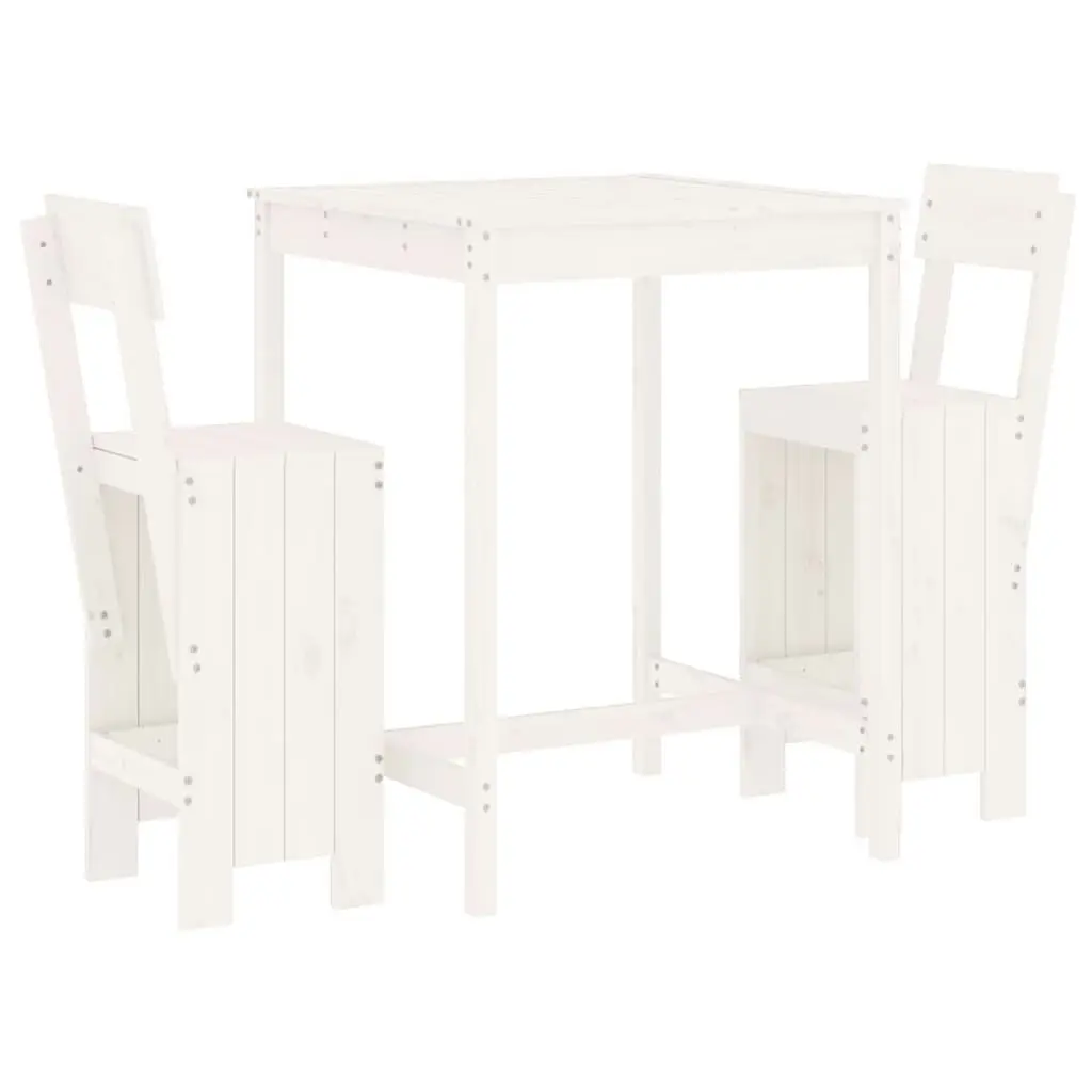 3 Piece Garden Bar Set White Solid Wood Pine 3157794