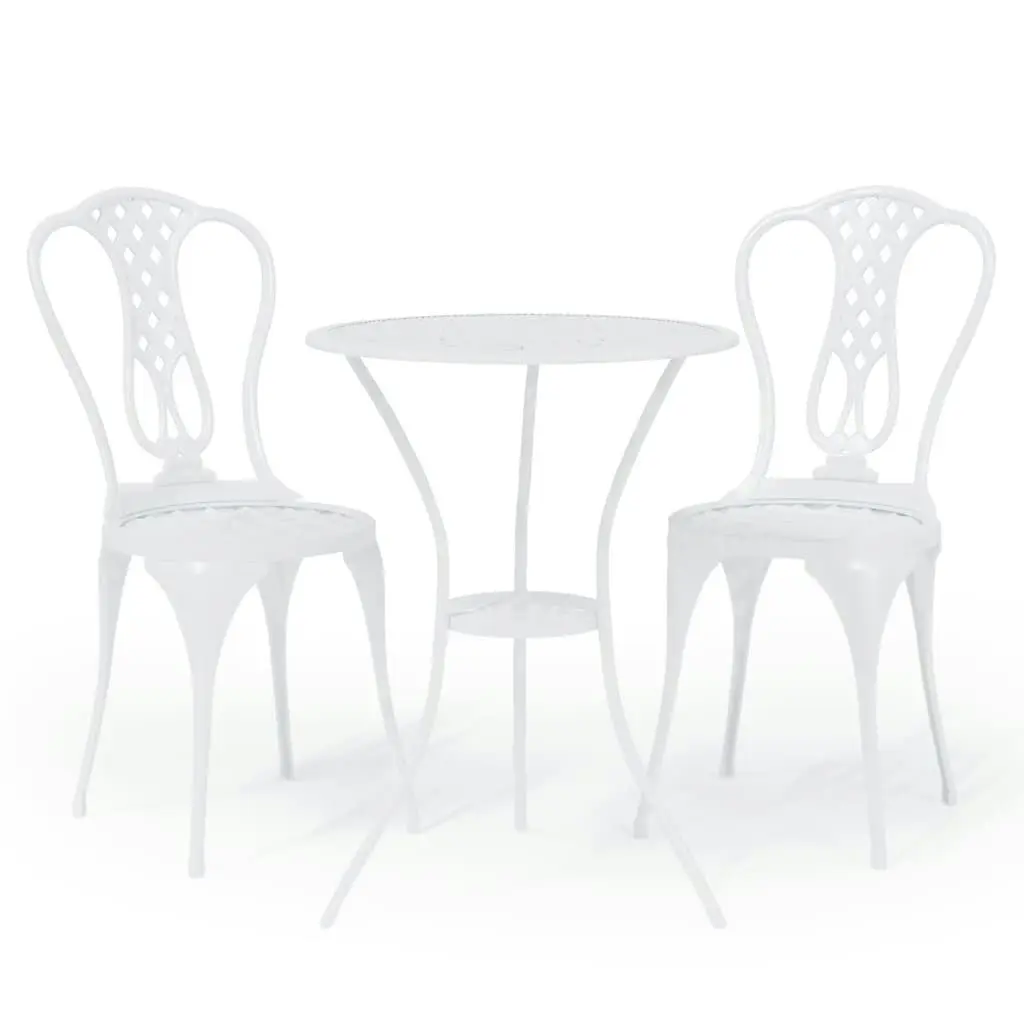 3 Piece Bistro Set Cast Aluminium White 317752