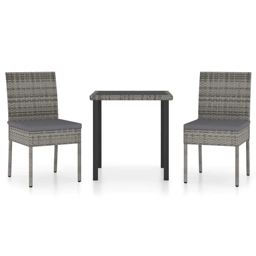 3 Piece Garden Dining Set Poly Rattan Grey 3065699