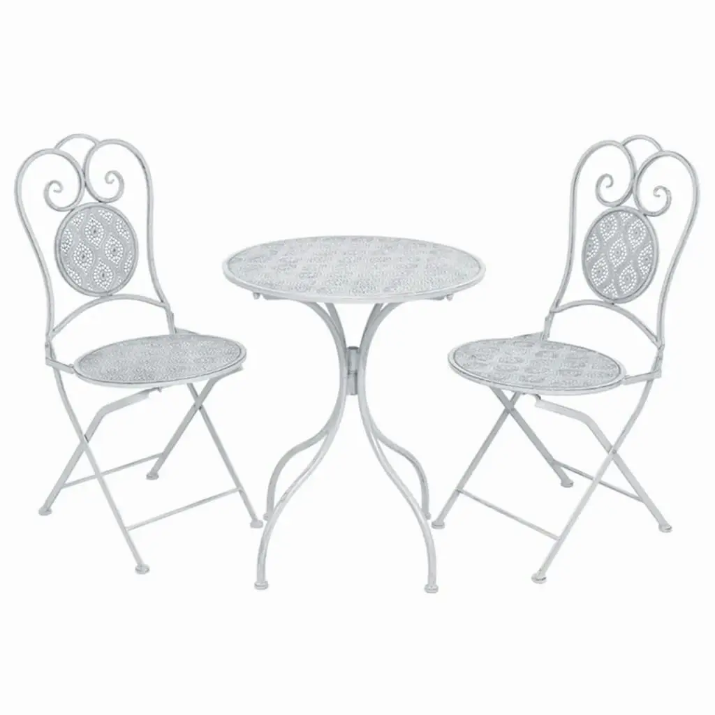 3 Piece Bistro Set Steel Greyish White 43150