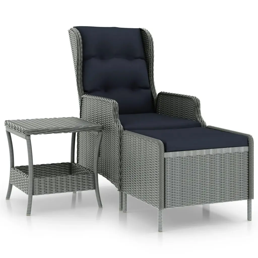 2 Piece Garden Lounge Set with Cushions Poly Rattan Light Grey 3060152