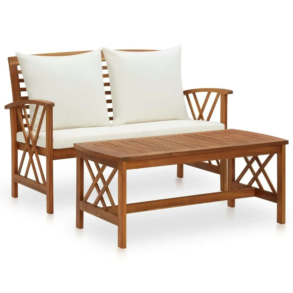 2 Piece Garden Lounge Set with Cushions Solid Acacia Wood 310273