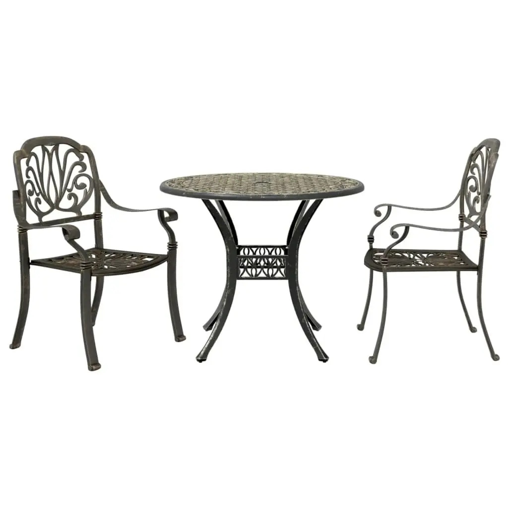 3 Piece Bistro Set Bronze Cast Aluminium 3216322