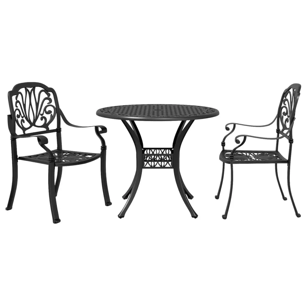 3 Piece Bistro Set Black Cast Aluminium 3216323