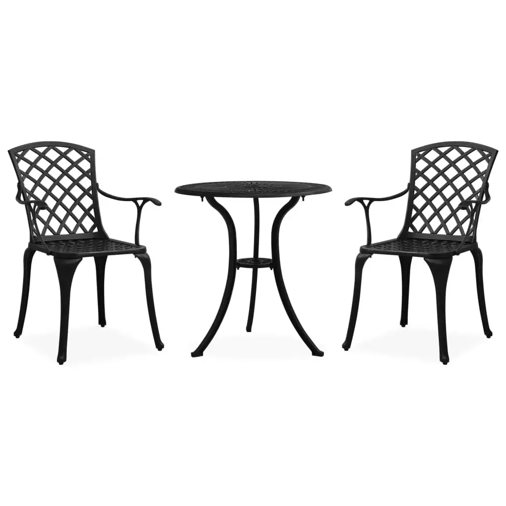 3 Piece Bistro Set Cast Aluminium Black 315592