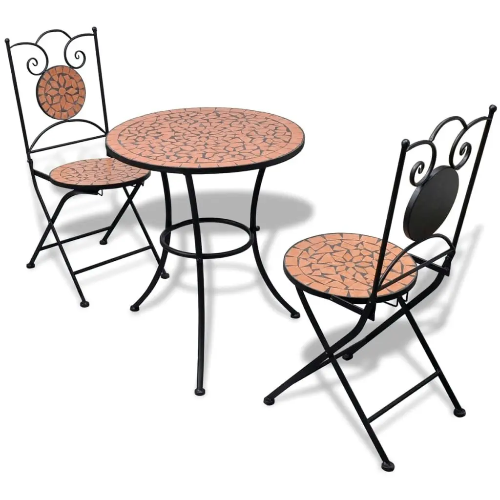 3 Piece Bistro Set Ceramic Tile Terracotta 271770