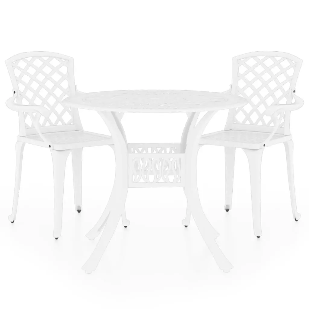 3 Piece Bistro Set Cast Aluminium White 3070585