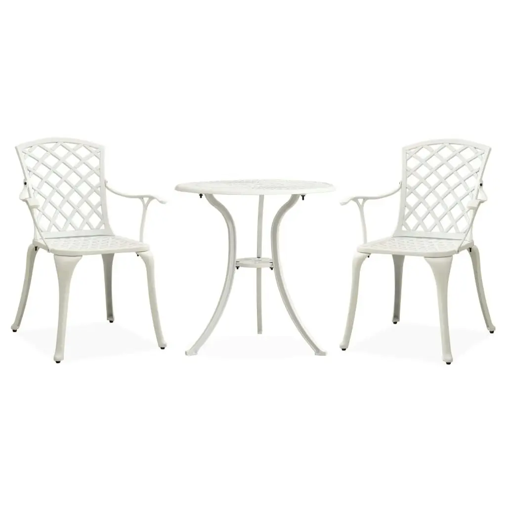 3 Piece Bistro Set Cast Aluminium White 315593