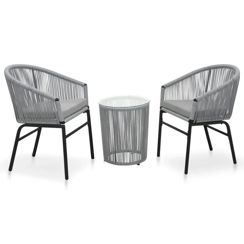 3 Piece Bistro Set with Cushions PE Rattan Grey 48140