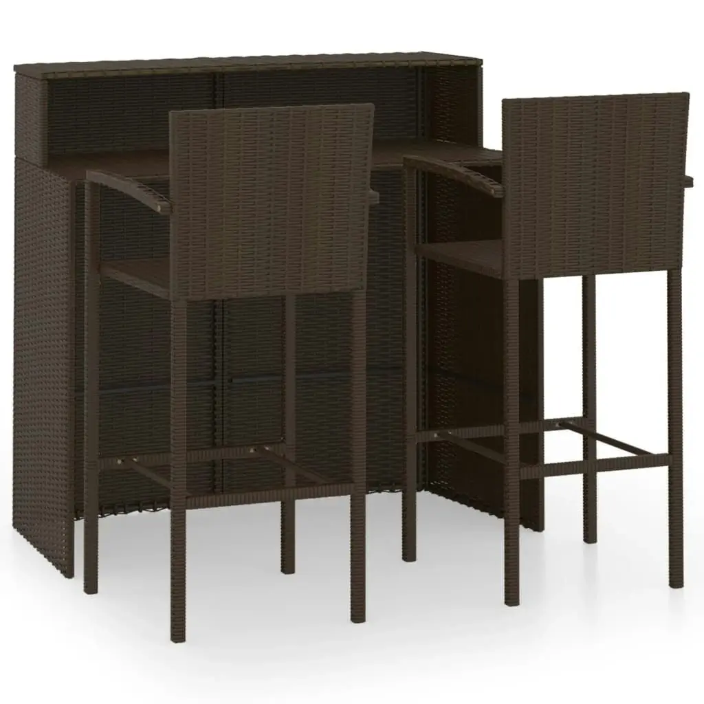 3 Piece Garden Bar Set Brown 3064885