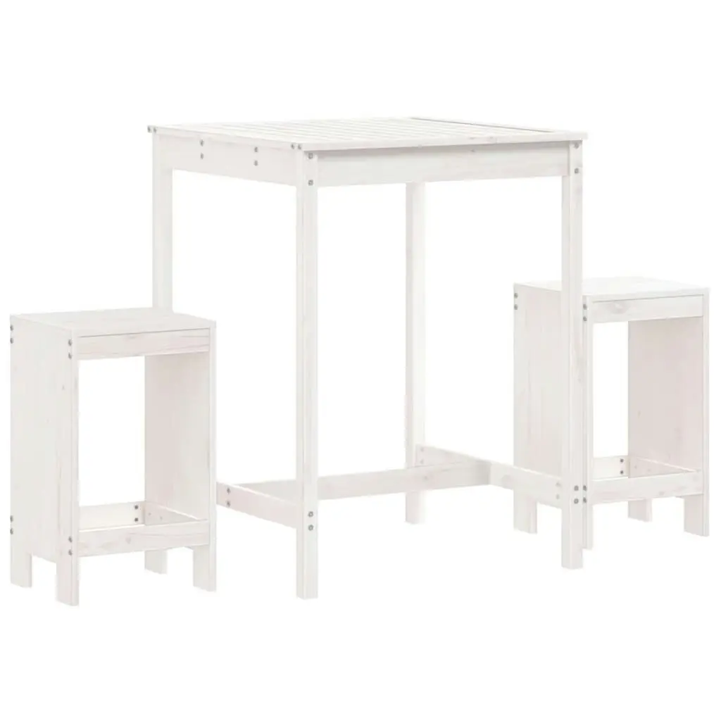 3 Piece Garden Bar Set White Solid Wood Pine 3157734