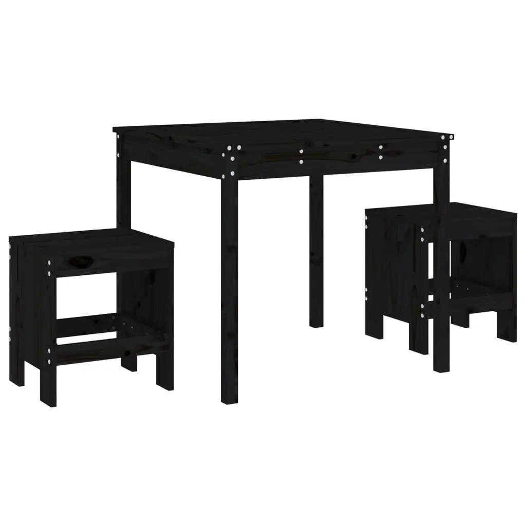 3 Piece Garden Bistro Set Black Solid Wood Pine 3157707