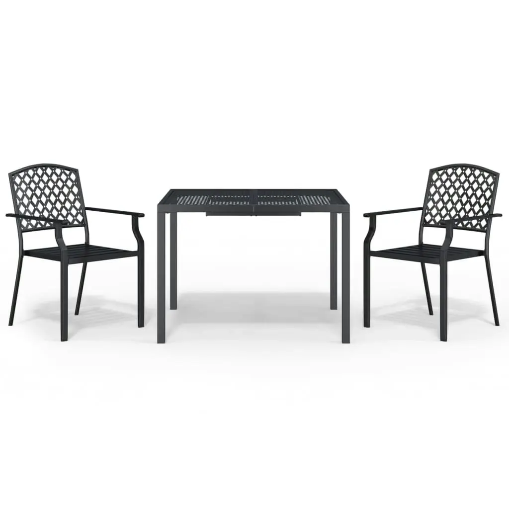 3 Piece Garden Dining Set Anthracite Steel 3187999