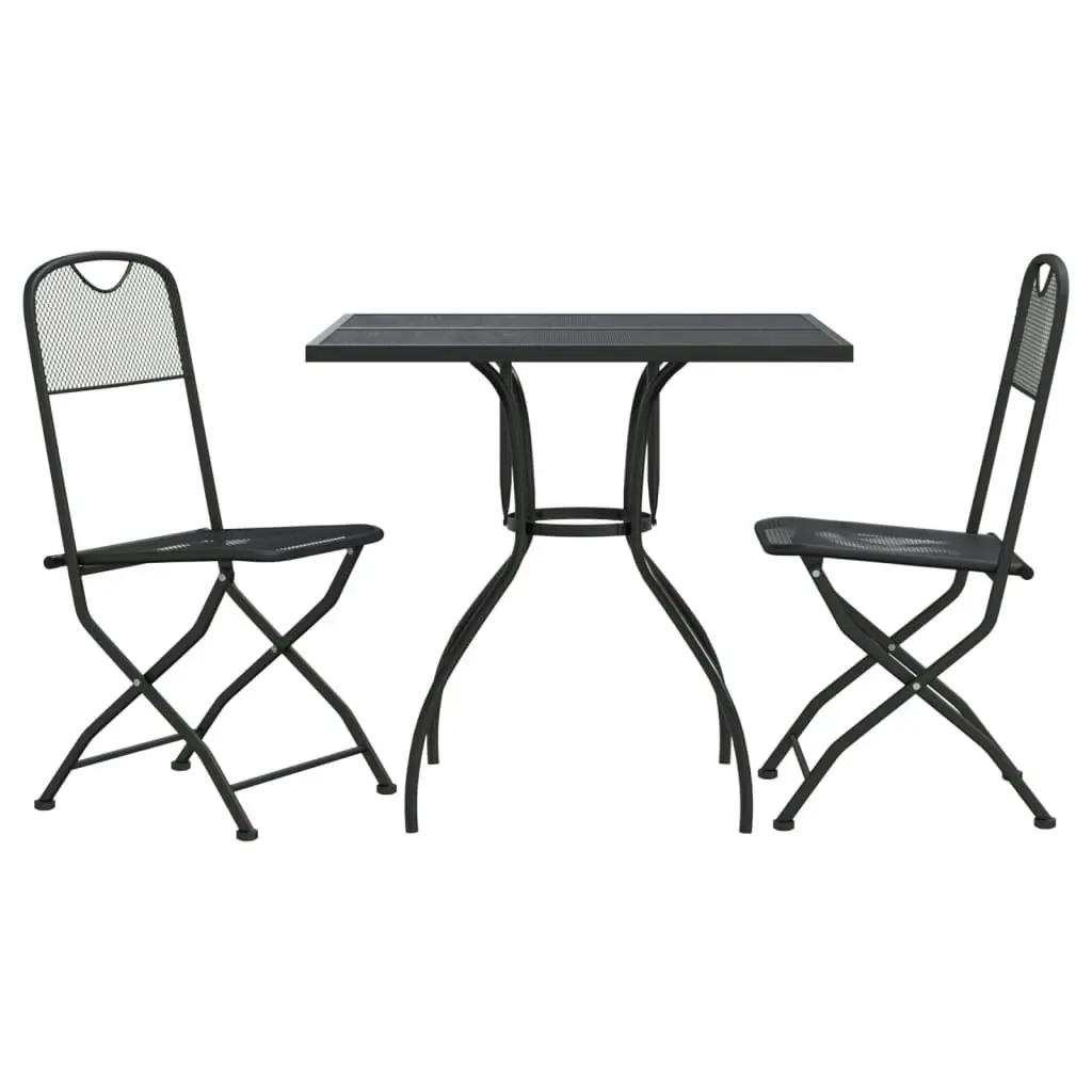 3 Piece Garden Dining Set Anthracite Metal Mesh 3211809