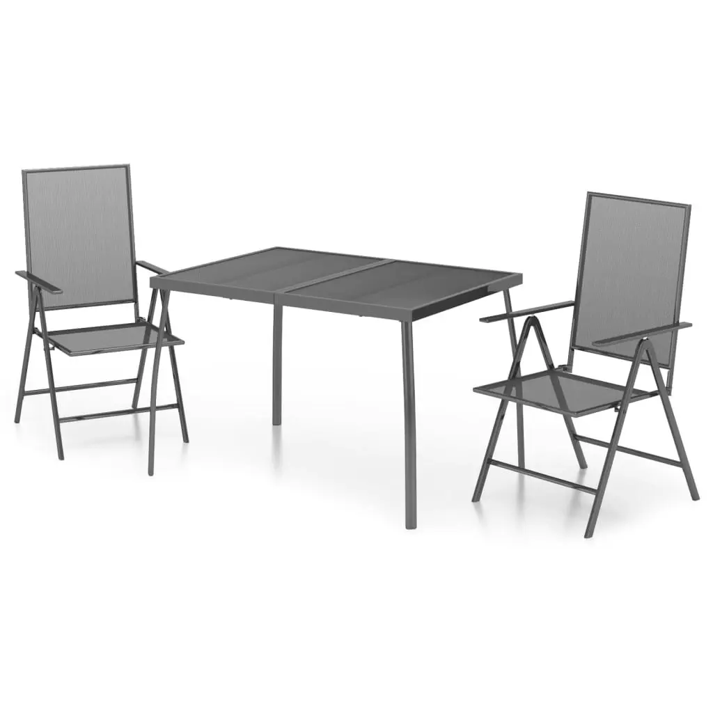 3 Piece Garden Dining Set Anthracite Steel 3187980