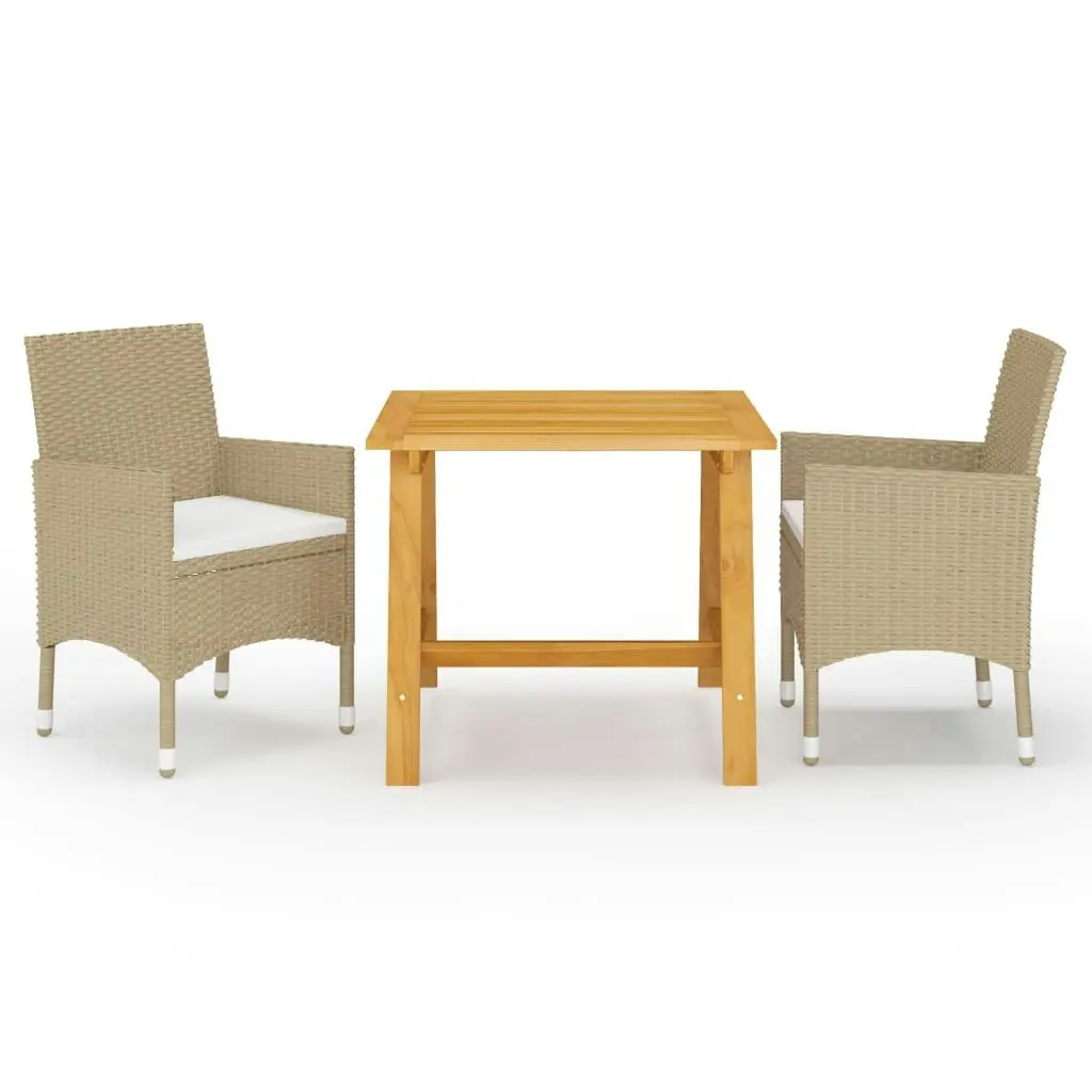 3 Piece Garden Dining Set Beige 3068685