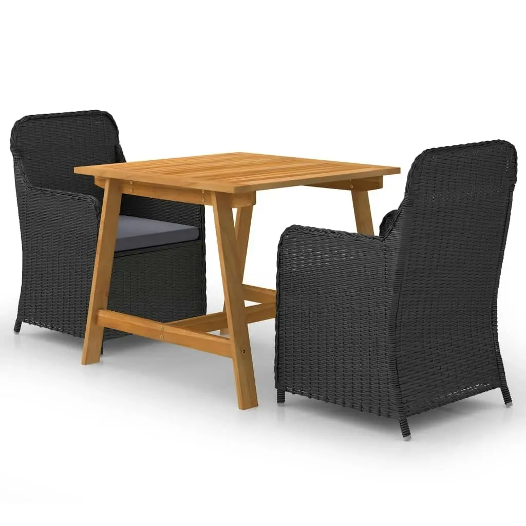 3 Piece Garden Dining Set Black 3068714