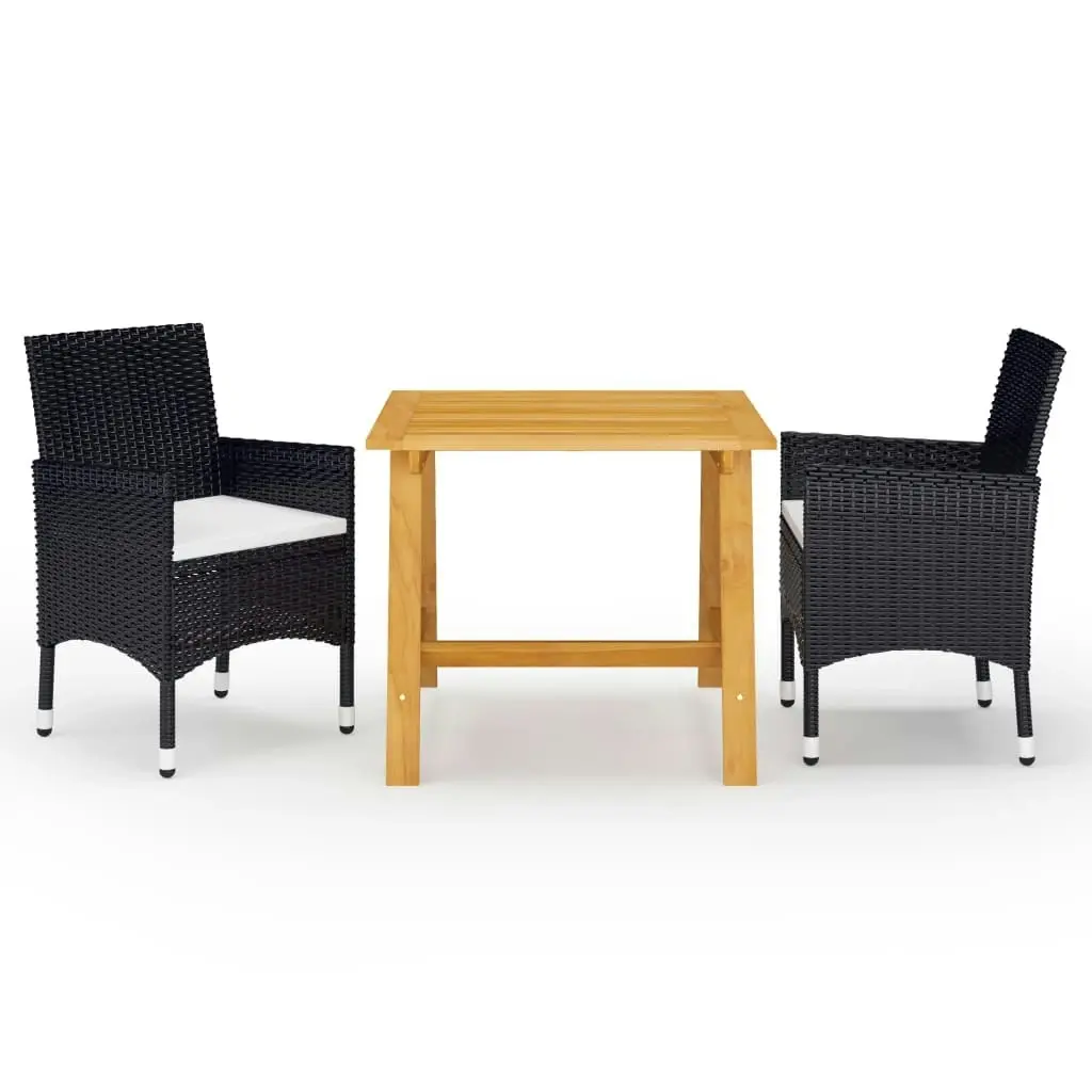 3 Piece Garden Dining Set Black 3068683