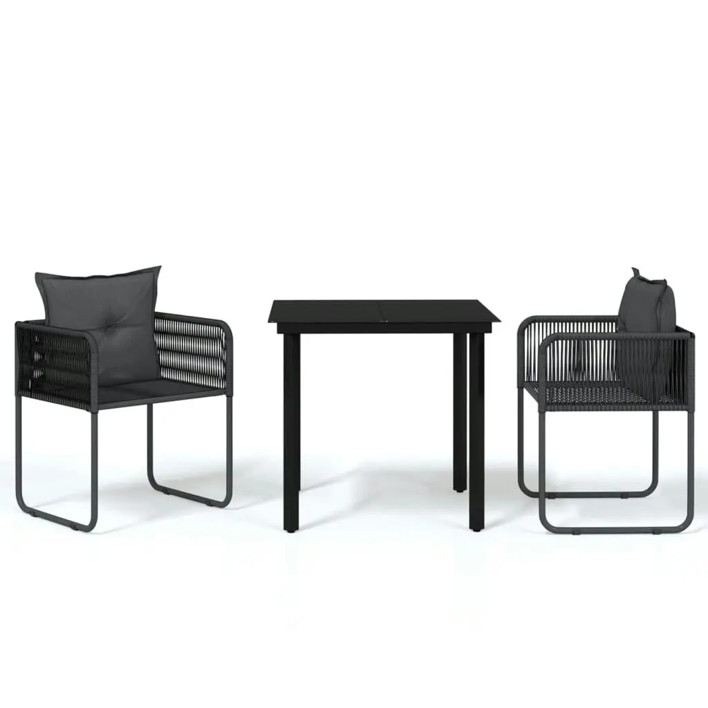 3 Piece Garden Dining Set Black 3099077