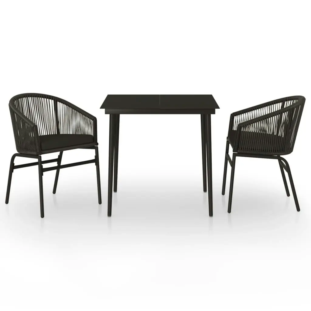 3 Piece Garden Dining Set Black 3099239