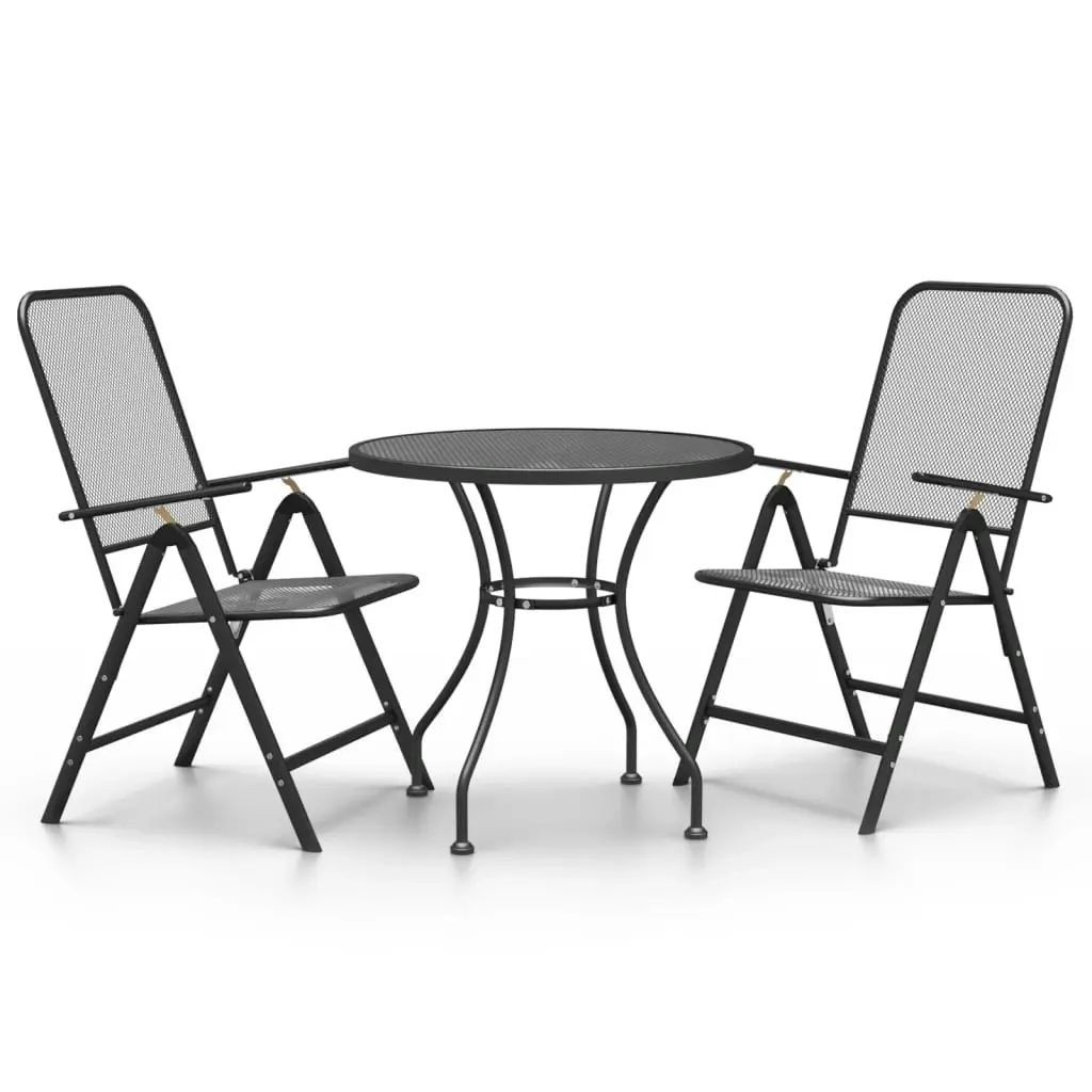 3 Piece Garden Dining Set Expanded Metal Mesh Anthracite 3084713