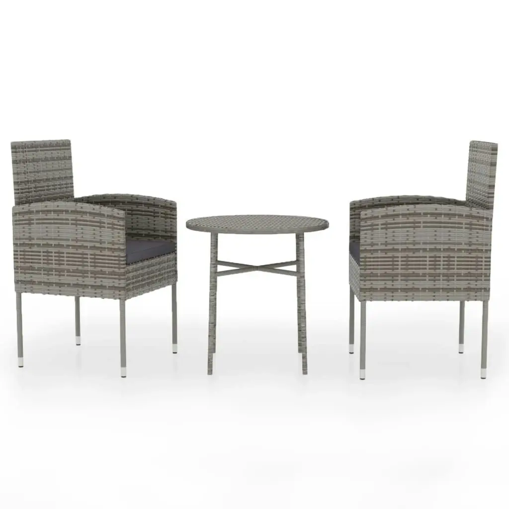 3 Piece Garden Dining Set Poly Rattan Anthracite 3098037