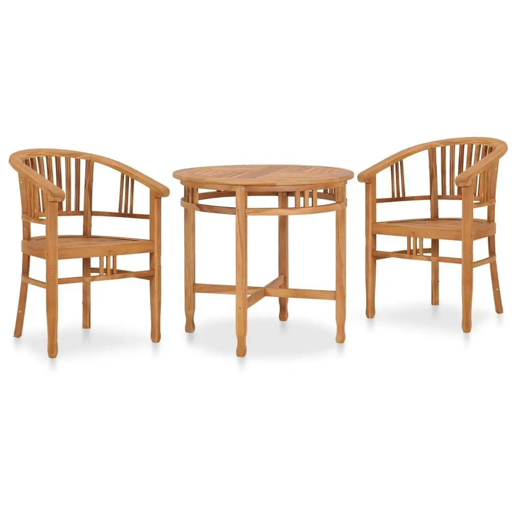 3 Piece Garden Dining Set Solid Teak Wood 3053647