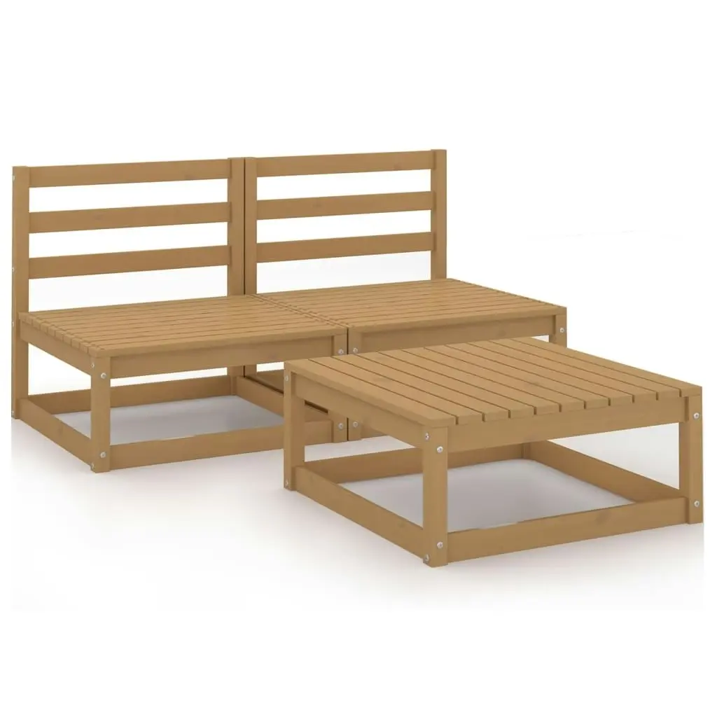 3 Piece Garden Lounge Set Honey Brown Solid Wood Pine 3075237