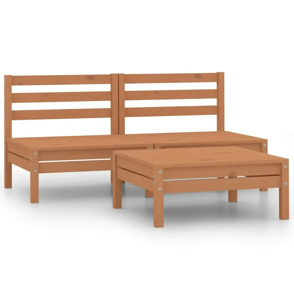 3 Piece Garden Lounge Set Honey Brown Solid Wood Pine 3082380