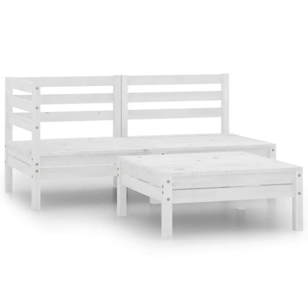 3 Piece Garden Lounge Set Solid Pinewood White 806598